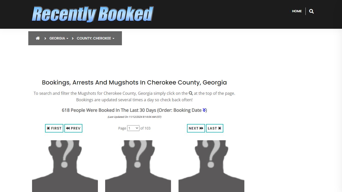 Bookings, Arrests and Mugshots in Cherokee County, Georgia