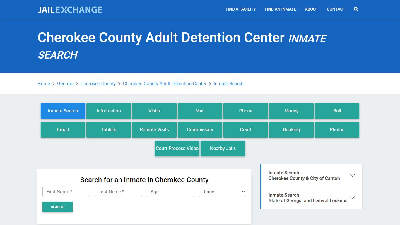 Cherokee County Adult Detention Center Inmate Search - Jail Exchange