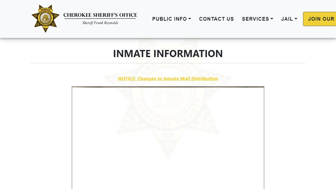 Inmate Info - Sheriff - Cherokee County GA